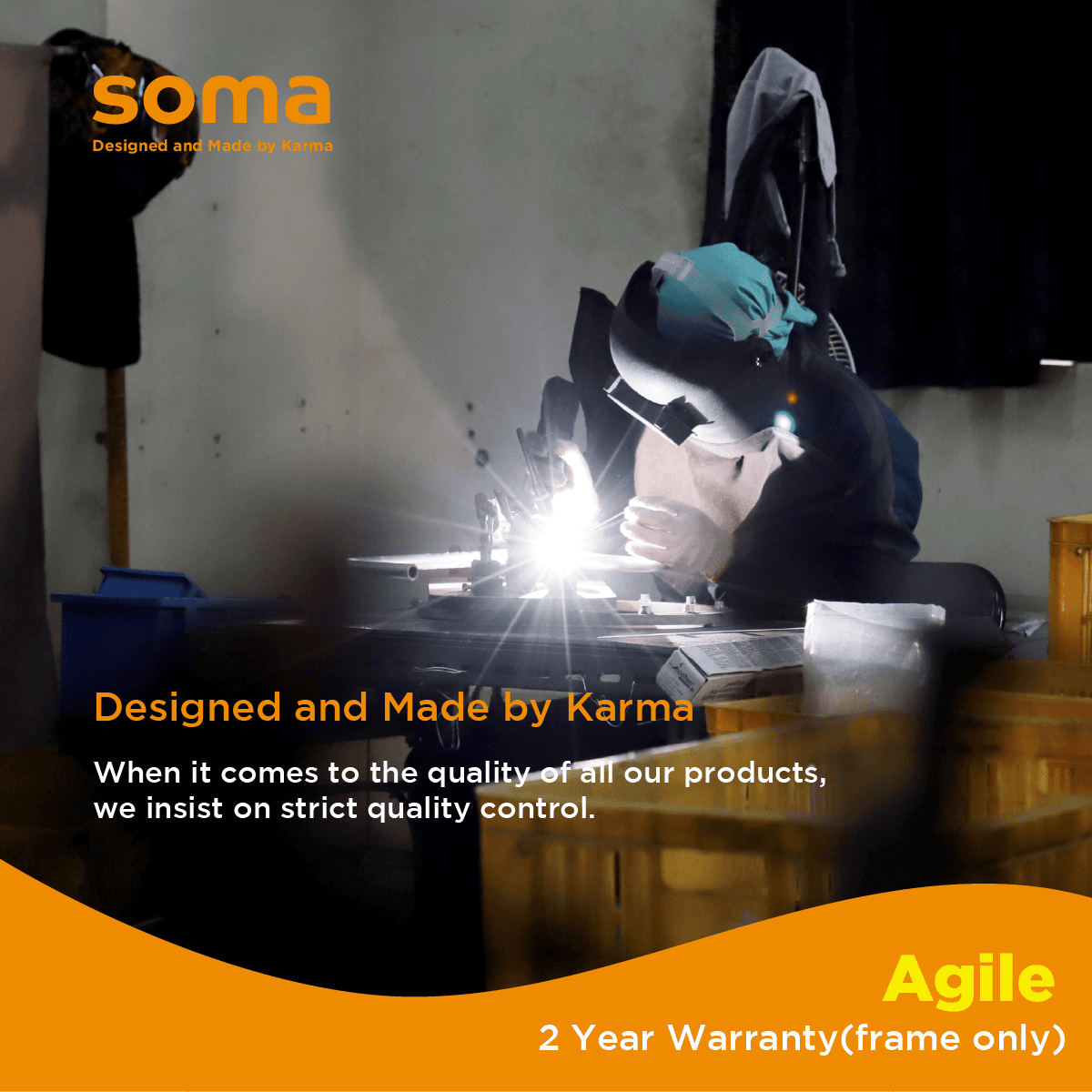 Soma Agile wheelchair manufactured with high-quality craftsmanship and durable lightweight materials for long-lasting use.