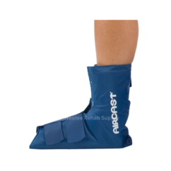 Aircast cryo cuff fitted around the foot and ankle providing targeted cold compression therapy for injury recovery and swelling reduction.