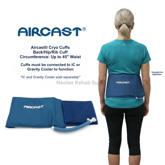 Aircast back cryo cuff wrap providing targeted cold compression therapy for lower back pain relief and muscle recovery.