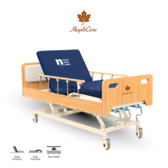 MapleCare 3-function manual homecare bed with adjustable head, knee, and height elevation for patient care